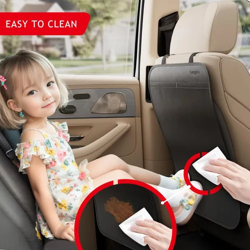 Miniatura 4 de SURDOCA - Protector de asiento trasero con alfombrillas para niños, funda de cuero para el asiento trasero del coche para niños, ofrece protección