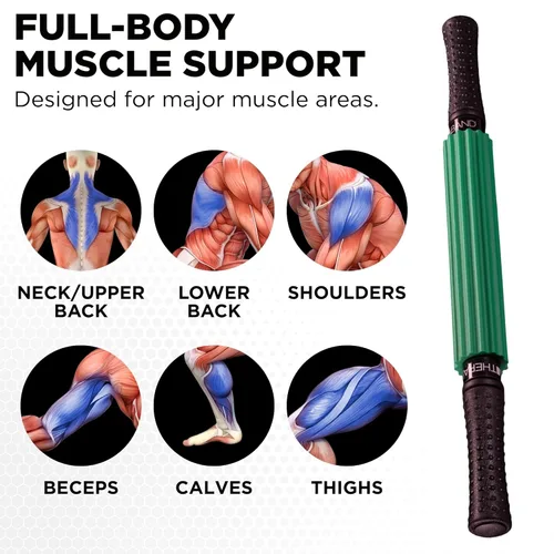 Miniatura 4 de THERABAND Rodillo Masajeador +, Palo Portátil de Rodamiento Muscular con Mangos Retráctiles para Liberación Miofascial Propia, Masaje de Tejido