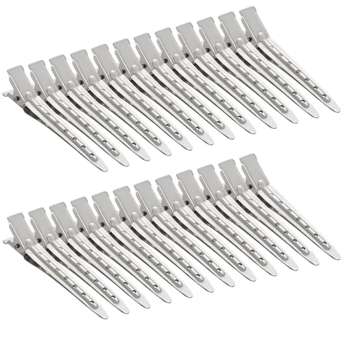 Miniatura 31 de 24 Paquetes de Pinzas Pico de Pato, Bantoye 2.75 Pulgadas Pinzas de Cocodrilo Rizadoras de Metal Antioxidante con Agujeros para Peinado del Cabello