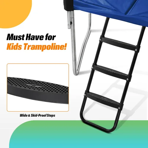 Miniatura 7 de Exacme Trampolín rectangular de 7 x 10, 8 x 12, 9 x 14 pies, para niños, dobles aberturas de cerramiento, trampolín rectangular pequeño para Azul