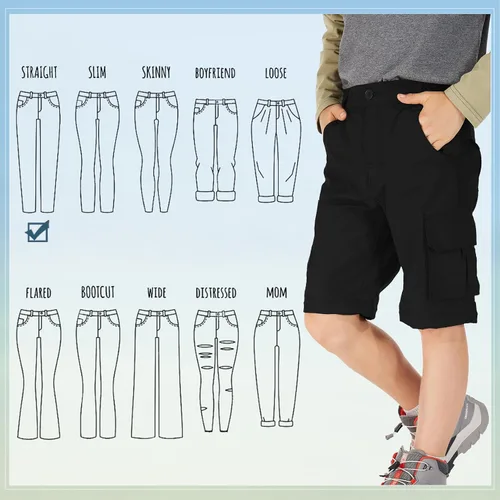 Miniatura 6 de Pantalones cargo para niños, estilo casual, secado rápido, impermeables, para senderismo, escalada, convertibles