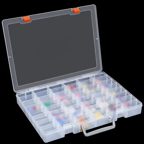 Miniatura 12 de Juexica 2 piezas Caja organizadora de almacenamiento de joyería de plástico grande con 48 rejillas, caja de aparejos, contenedor organizador