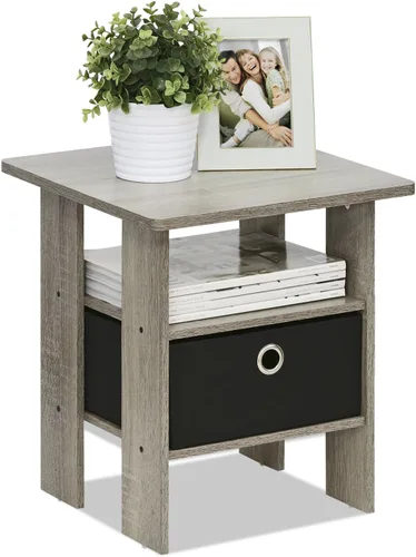 Miniatura 25 de Mesa de noche con cajón Furinno, Madera, Marrón oscuro/Negro