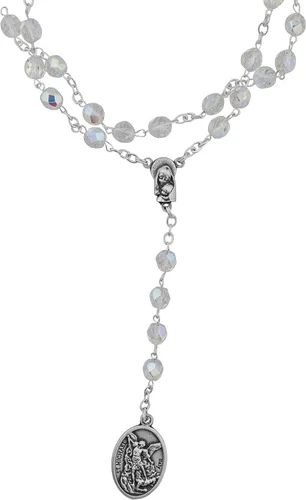 Miniatura 2 de Venerare Chaplet tradicional de San Miguel con tarjeta de oración, Vidrio Metal Papel Madera