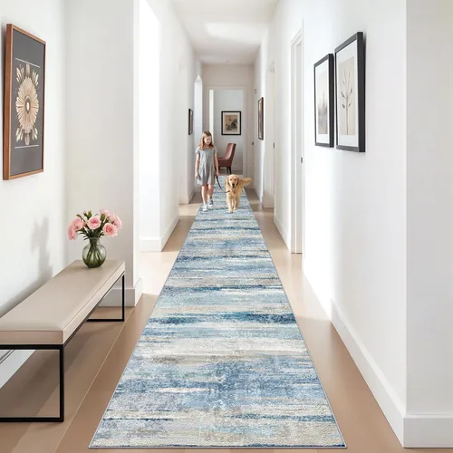 Miniatura 73 de Alfombra lavable para pasillo de 3 x 12 pulgadas, alfombras abstractas modernas con parte trasera antideslizante, alfombra ultra suave para cocina