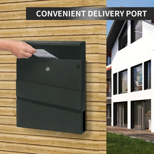 Miniatura 5 de Ydocabinit Buzón de Montaje en Pared, Buzón con Cerradura de Gran Capacidad para Exteriores, Cubierta de Acero Galvanizado y Buzón de Metal a Prueba