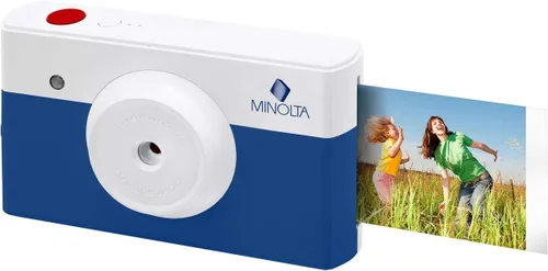 Minolta Instapix - Cámara digital de impresión instantánea, fotos coloridas, impresiones de 2.1 x 3.4 pulgadas, 10 MP, pantalla de 1.7 pulgadas, Azul