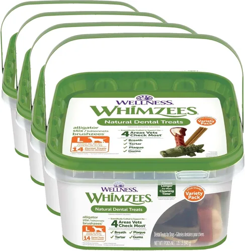 Miniatura 5 de Whimzees Wellness - Paquete variado de golosinas dentales naturales para perros, masticables, refresca el aliento, tamaño pequeño, caja de 29.6