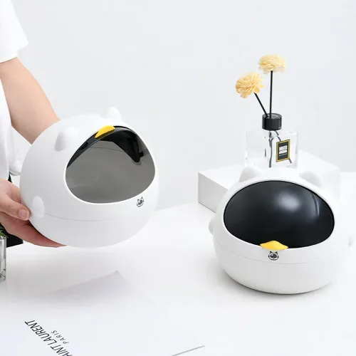 Miniatura 5 de Papelera de escritorio con tapa, mini cesta de basura para gatos, portátil, moderno, herramientas de limpieza para el hogar, oficina, sala de estar
