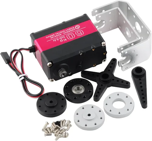 Miniatura 7 de RDS5180 - Servo motor robótico de metal digital de 176.4 lbs de alto par de torsión de doble eje servo brazo impermeable IP66 con soportes de metal