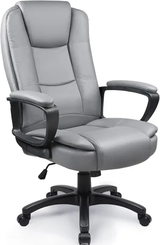 Miniatura 10 de OFIKA Silla de escritorio de oficina de cuero, silla de oficina ergonómica con soporte lumbar, silla de computadora, silla ejecutiva de cuero