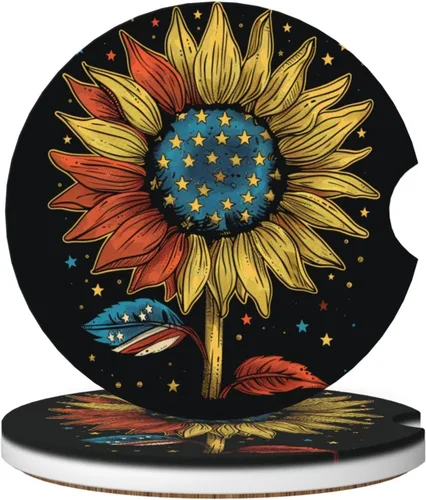 Miniatura 10 de 2 posavasos para automóvil, pintura de árbol de oso, base de corcho antideslizante, diseño de ranura, ajuste universal, cerámica, marrón