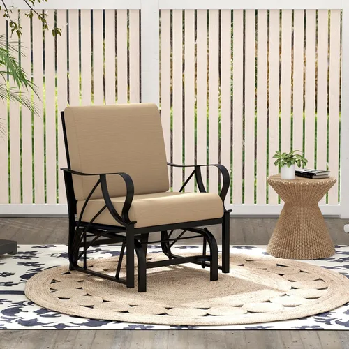 Miniatura 7 de Tangkula Planeador de patio al aire libre, silla deslizante con marco de metal con cojín, silla ergonómica para patio al aire libre para una sola