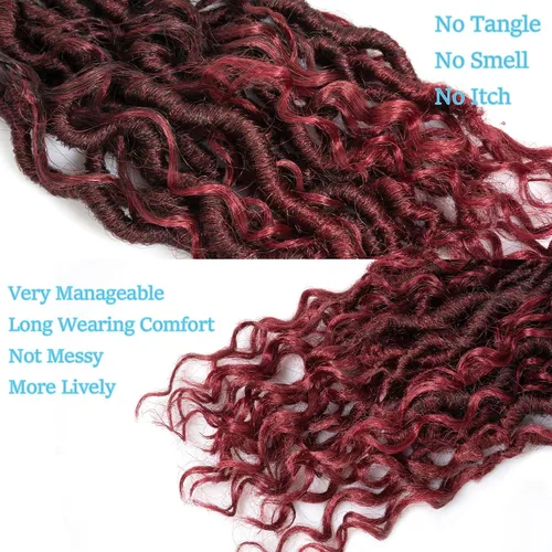 Miniatura 5 de Goddess Locs - 8 paquetes de cabello sintético de ganchillo de 12 pulgadas, trenzas de ganchillo preenlazadas, cabello bohemio de ganchillo