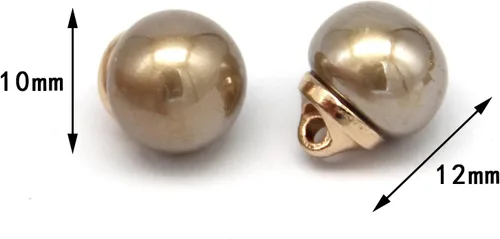 Miniatura 4 de Botones redondos de perlas de imitación beige de 0.394 pulgadas con vástago de metal dorado, para ropa, camisas, faldas, vestidos de novia
