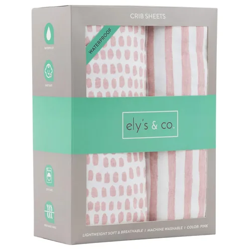 Miniatura 15 de Ely's & Co. Funda impermeable para cambiador, juego de 2 sábanas para bebé, 100 % algodón, sábanas de algodón de punto jersey con forro impermeable