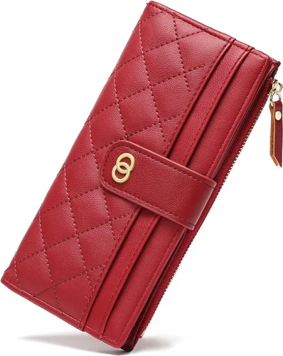 Miniatura 7 de RNIEGA Cartera para mujer delgada con bloqueo RFID, cartera plegable de cuero para tarjetas de crédito para mujer, cartera con cremallera y bolsillo