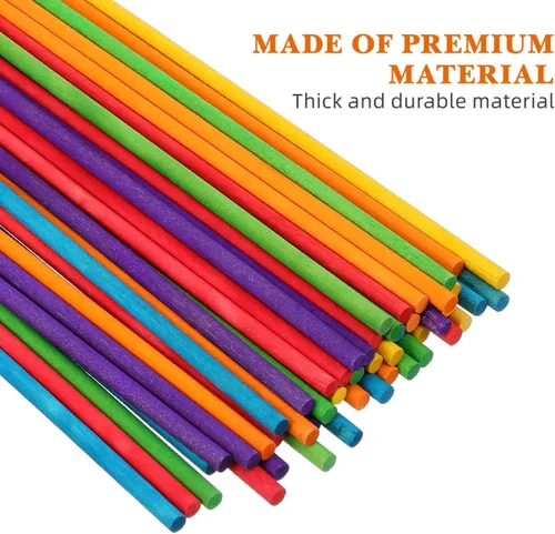 Miniatura 3 de Toyvian Juego de 50 palos de ritmo coloridos para niños, palos Lummi de madera a granel, juego de palos de música de 20 pulgadas, palos de percusión