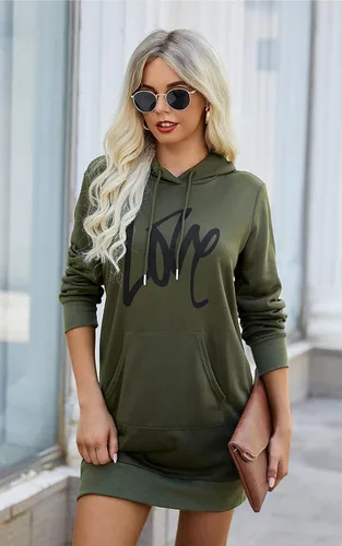 Miniatura 2 de PRETTYGARDEN Sudadera con capucha para mujer, de otoño, a la moda, con cordón, ligera, manga larga, sin botones, vestido con capucha