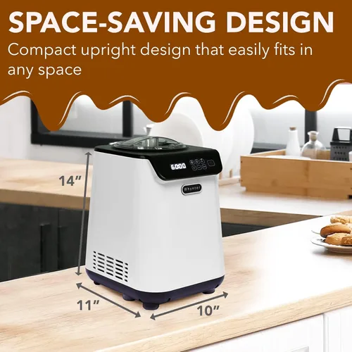 Miniatura 6 de Whynter Máquina automática para hacer helados de 1.28 cuartos de galón vertical con compresor integrado, pantalla digital LCD y temporizador, sin