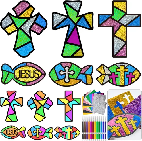 Miniatura 9 de Cinrobiye Juego de 24 piezas de papel de aluminio de Hanukkah para manualidades, kit de pintura de Janucá, papel de arte, actividades para colorear