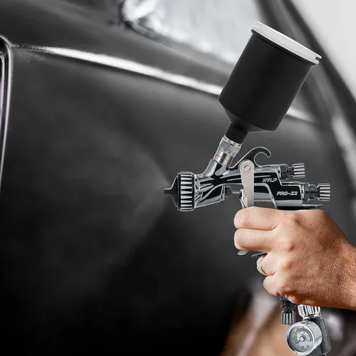Miniatura 6 de Master Elite PRO-22 HVLP – Pistola pulverizadora de pintura a aire con punta de 0.039 pulgadas, taza de 150ml, manómetro de presión de aire