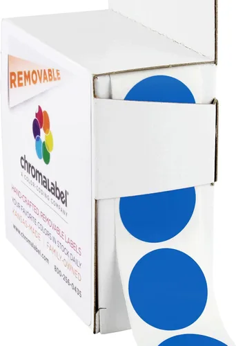 ChromaLabel Etiqueta redonda de 1 pulgada con código de color extraíble, 1000 etiquetas por caja dispensadora, azul oscuro