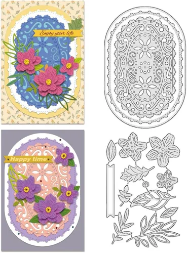 Miniatura 12 de BENECREAT Jaula de pájaros con plantillas de troqueles de corte de acero al carbono con flores, plantillas de troqueles de corte de metal
