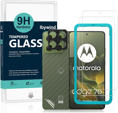 Miniatura 10 de Ibywind Protector de pantalla para Motorola Edge 60 5G, paquete de 2, película de hidrogel con protector de lente de cámara, herramienta de fácil
