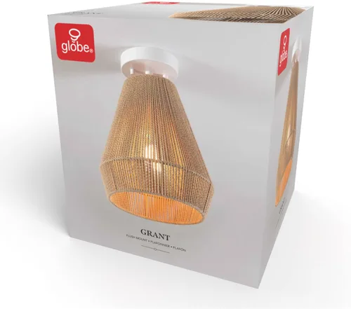 Miniatura 12 de Globe Electric 65894 Lámpara de techo empotrada de 1 luz, blanco mate, pantalla de cordel