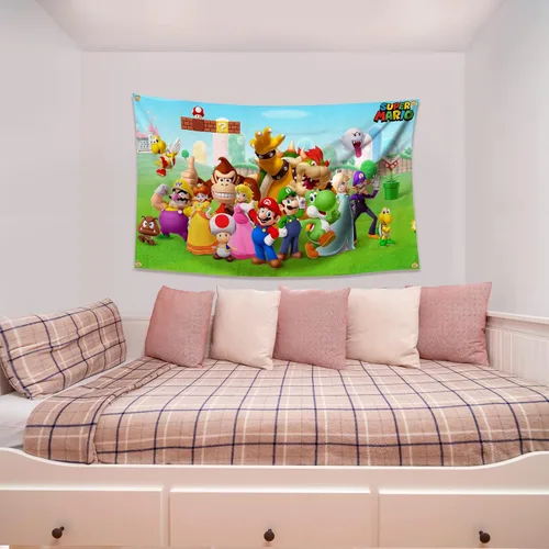 Miniatura 6 de AOFDLAT Tapiz de Juego Clásico Súper Nostálgico 3 * 5 Pies Con Cuatro Ojales de Latón Para Colgar Adecuado Para Interiores Universidad Dormitorio