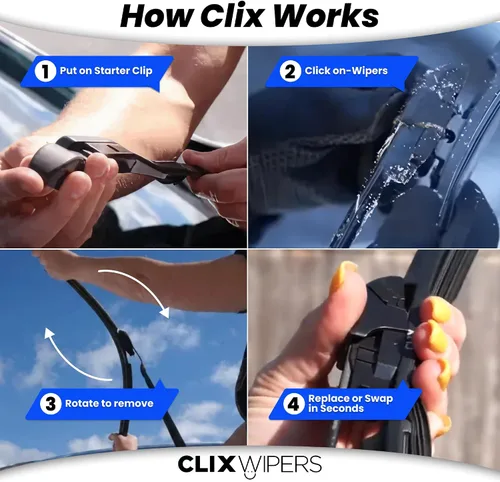 Miniatura 6 de Clix Wipers Escobillas de repuesto de silicona de 14 + 14 pulgadas con repelente de lluvia integrado, elemento de limpieza de silicona duradera