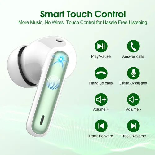 Miniatura 7 de Auriculares inalámbricos, auriculares Bluetooth 2025 5.3 HiFi estéreo, auriculares intraurales de 40 horas de reproducción, auriculares Bluetooth