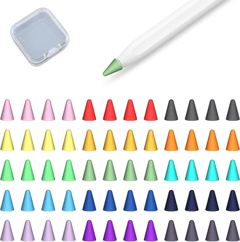 Paquete de 60 fundas de punta para Apple Pencil de 2ª generación y 1ª generación, compatible con punta de lápiz Apple, cubierta antideslizante de