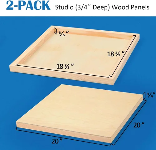 Miniatura 2 de Falling in Art - Juego de paneles de lienzo de madera de abedul sin terminar, paquete de 2 tablas de cuna de estudio de 3/4 pulgadas de profundidad