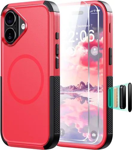 Miniatura 48 de Diverbox Funda para iPhone 13 [compatible con MagSafe] [con protector de pantalla] [a prueba de golpes] [a prueba de caídas] Funda de protección