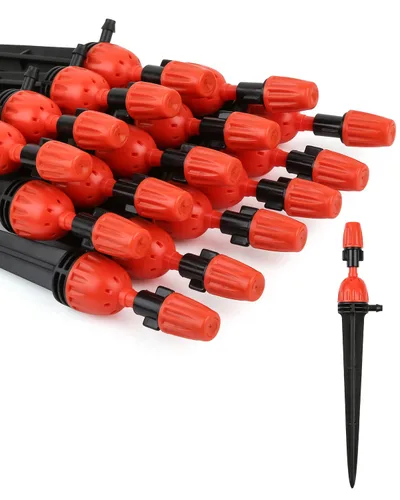Miniatura 9 de Goteros de riego ajustable Vortex: 20 piezas de forma de ventilador con estaca de flujo de agua para manguera de 1/4 pulgadas, emisores de riego