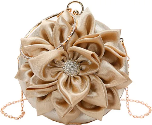 Miniatura 18 de Buddy - Bolso de mano de satén suave para mujer, con forma de rosa, para boda, fiesta