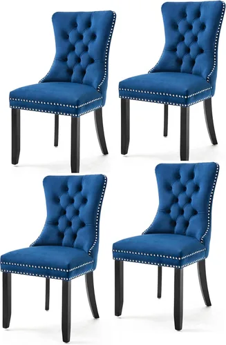Miniatura 52 de Juego de 6 sillas de comedor modernas para sala de estar, cocina, patas de madera maciza, cojín acolchado de tela de lino, asiento y respaldo