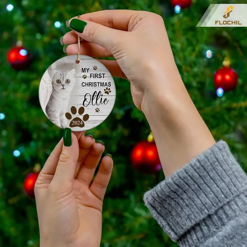 Miniatura 3 de FLOCHIL Adornos de Navidad Personalizados para Gatos Adornos de Navidad Personalizados con Foto y Nombre para Árboles de Navidad, Adornos de Navidad
