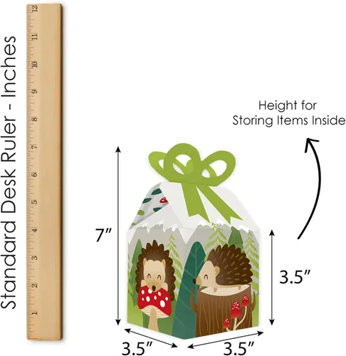 Miniatura 6 de Big Dot of Happiness Forest Hedgehogs – Cajas de regalo cuadradas – Caja de lazo para fiesta de cumpleaños o baby shower, juego de 12