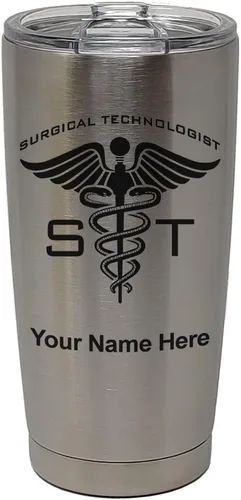 Miniatura 34 de LaserGram Vaso aislado al vacío de 20 onzas, ST Surgical Technologist, grabado personalizado incluido (gris)
