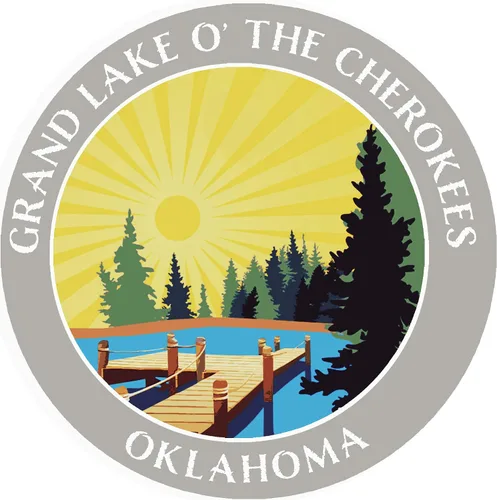 Miniatura 4 de Lake Dock - Grand Lake O' The Cherokees - Oklahoma - Adhesivo adhesivo para ventana de coche y camión de 3.5 pulgadas Rojo