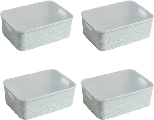 Miniatura 2 de HANAMYA Organizador de contenedores de almacenamiento con tapa Contenedor organizador de almacenamiento, 4 litros, juego de 6, menta