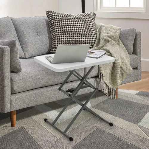 Miniatura 2 de Magshion Mesa plegable para TV con doble cruz, mesa auxiliar portátil de altura ajustable para comidas, portátiles, aperitivos, café