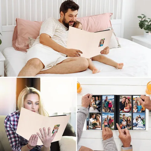 Miniatura 8 de Álbum de fotos de 3.5 x 5, álbum de fotos de 3.5 x 5 con capacidad para 256 fotos, cubierta de lino con ventana frontal, álbumes de fotos de 3 x 5