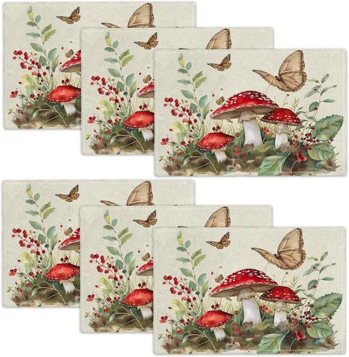 Miniatura 26 de Juego de 4 manteles individuales con diseño de pájaros, acuarela, lavables, para el hogar, fiesta, cocina, interior y exterior, restaurantes, 4