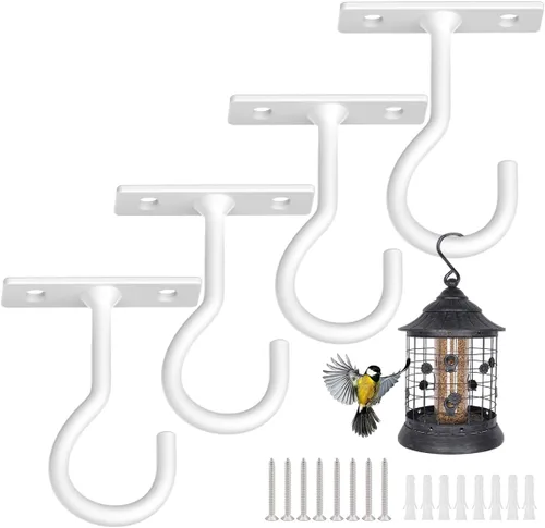 Miniatura 16 de Ganchos para plantas, paquete de 2 soportes de metal para colgar plantas de 6 pulgadas, gancho decorativo para comederos de pájaros, macetas, Negro