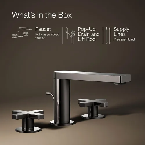 Miniatura 13 de Kohler 73060-3-TT Composed Grifo de lavabo de baño con asas cruzadas, 1.2 gpm, titanio vibrante