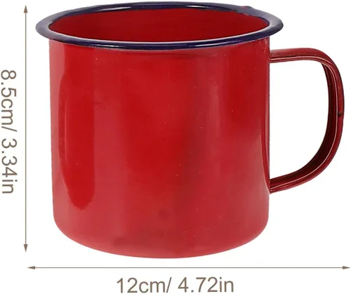 Miniatura 2 de Juego de tazas esmaltadas, 4 tamaños, 4.72 x 3.93 x 3.34 pulgadas, 4.1-16.9 fl oz, tazas pequeñas para campamento, café, té, leche, ligeras